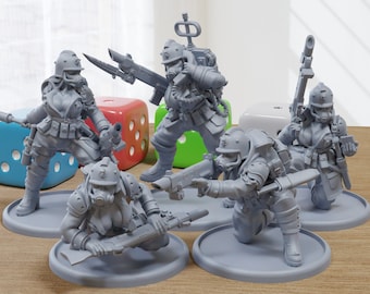 Cult of Death Babes Squad Alfa - 3D Printed Proxy Minifigures for Sci-fi Miniature Tabletop Games like Stargrave and Five Parsecs from Home