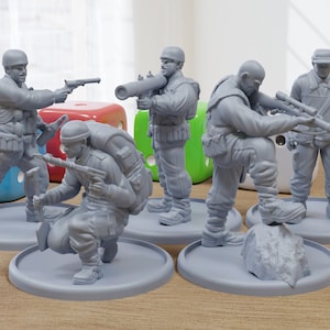 Commandos Unit Bravo - Modern / Historical Wargaming Miniatures for Tabletop RPG - 28mm / 32mm Scale Minifigures