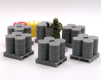 Barrels on Pallet - 28mm 3D Print Miniature Scatter Terrain for Tabletop Wargaming