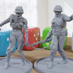 WW2 Zombies - 3D Printed Minifigures for Post Apocalyptic Miniature Tabletop Games like Zona Alfa - Project Z