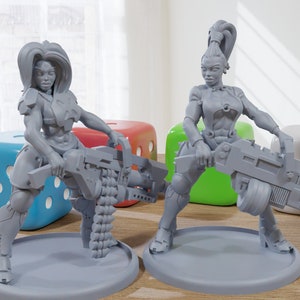 Ciężka broń Wasteland Pin-Ups - Drukowane w 3D figurki zastępcze do gier planszowych w stylu science fiction, takich jak Stargrave i Five Parsecs z domu