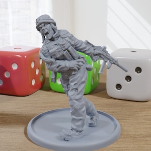 Woman Soldier Zombie - 3D Printed Minifigures for Post Apocalyptic Miniature Tabletop Games like Zona Alfa - Fallout Wasteland