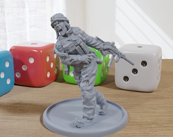 Zombie Soldier Minifigure: 3D Printed Post-Apocalyptic Wargame Figure (28/32mm)