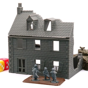 Normandy French House DS-T3 Destroyed (Volume 1) 3D Printed Tabletop Wargaming Terrain for Miniature Games like Bolt Action, Flames of War