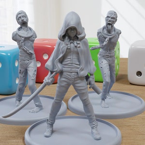 Michonne Hooded Zombies - 3D Printed Minifigure for Zombie Post Apocalyptic Miniature Tabletop Games TTRPG