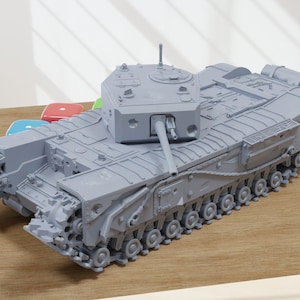 Destroyed Churchill MK.III - 3D Printed Miniature Wargaming Combat Vehicle - 28mm / 20mm / 15mm Scale