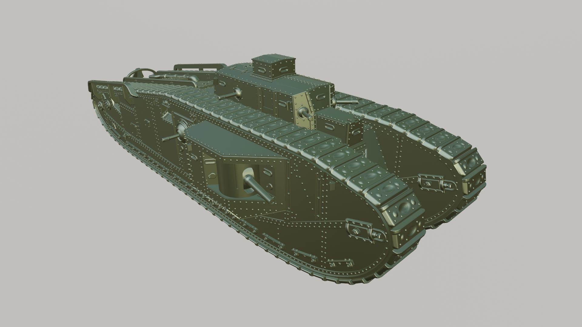 3Dプリント 戦車 模型 フィギュア 未塗装　ウォーハンマー マークVIIIリバティ戦車（アメリカ＋イギリス） - 3Dプリント製