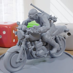 Road Warrior Biker - 3D Printed Minifigures for Post Apocalyptic Miniature Tabletop Games like Zona Alfa - Fallout Wasteland