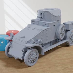 Lanchester 4x2 (British Empire) Armored car - 3D Printed Miniature Wargaming Combat Vehicle - 28mm / 20mm / 15mm Scale