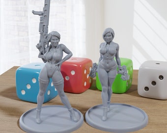 Sexy Sci-Fi Pinups - 3D Gedruckte Proxy Minifiguren für Sci-Fi Miniature Tabletop Spiele wie Stargrave und Fiveriffs von Home