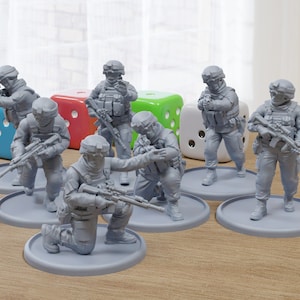 USMC Rifle Squad - Modern Wargaming Miniatures for Tabletop RPG - 28mm / 32mm Scale Minifigures