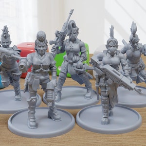 Bitter Nightshades Female Gang - 3D Printed Proxy Minifigures for Sci-fi Miniature Tabletop Games like Stargrave and Five Parsecs from Home