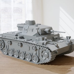 PZ.KPFW III Ausf-J - WW2 German Tank - 3D Resin Printed 28mm / 20mm / 15mm Miniature Tabletop Wargaming Combat Vehicle