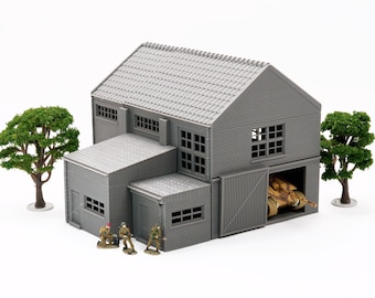 Factory Hall - Terreno de la Segunda Guerra Mundial para juegos de mesa / Modelo impreso en 3D en miniatura / Flames of War - Chain of Command