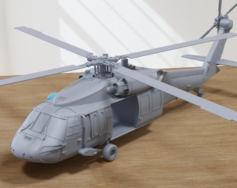 UH-60A Black Hawk Helicopter - 3D Printed Miniature for Tabletop Wargames - 28mm / 20mm / 15mm Scales