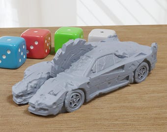 Wrecked F40 - 3D Printed Vehicle for Miniature Tabletop Wargames TTRPG