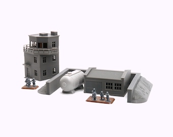 WW2 Airfield Set - 3D Printed Miniature Wargaming Terrain - Awesome for Tabletop Games like Bolt Action or Flames or War