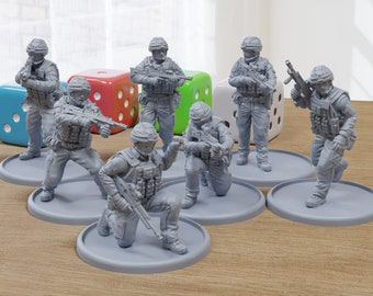 Modern British Infantry 3D Printed Wargaming Miniatures for Tabletop RPG  28mm 32mm Scale Minifigures