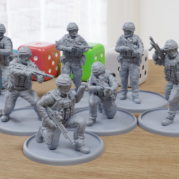 Modern British Infantry - 3D Printed Wargaming Miniatures for Tabletop RPG - 28mm / 32mm Scale Minifigures