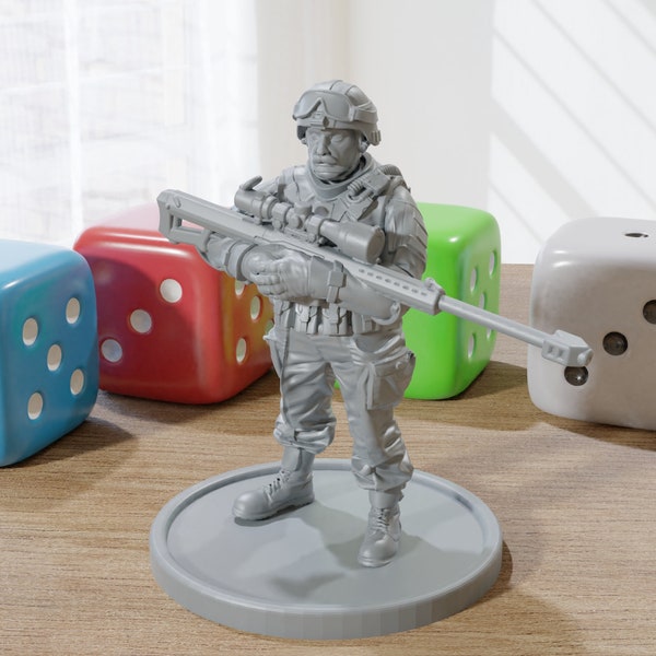 At Ease .50 Cal Sniper - 28mm / 32mm Minifigure - Modern Wargaming Miniatures for Tabletop RPG