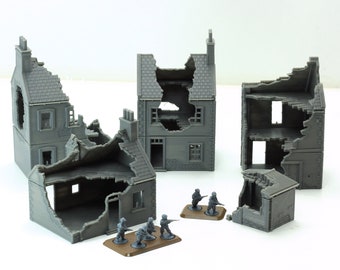 Destroyed or Intact - Normandy French Village Set (VOLUME 2) - Tabletop Wargaming WW2 Terrain | Miniature 3D Printed Model | Flames of War