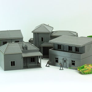 Italian Village Set - 4 Houses - Historical Tabletop Wargaming Terrain - Miniature Gaming - 3D Printed