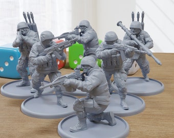 Modern Russian Infantry Squad - 3D Printed Wargaming Miniatures for Tabletop RPG - 28mm / 32mm Scale Minifigures