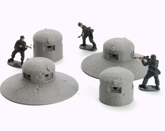 WW2 Maginot Line Bunker – Wargaming Terrain, Tabletop Scenery, Miniature Battlefield (HO Scale)