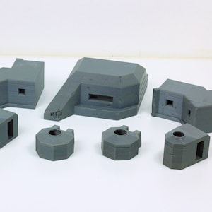 German Bunkers Set (7 Bunkers) Set no2 - Tabletop Wargaming WW2 Terrain - 15mm - 20mm - 28mm - Miniature 3D Printed Model
