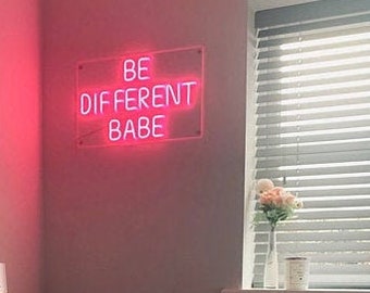 BE DIFFERENT BABE Custom Quote Neon Sign Acrylic Flex Led Custom Pink light Home Room Decor Sign