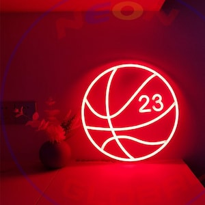 Signo de neón Baloncesto 23 LED Signo de neón, Signo de neón personalizado, Signo de neón hecho a mano, Decoración de pared, Luz de neón LED, Regalo, Presente Neonglobal