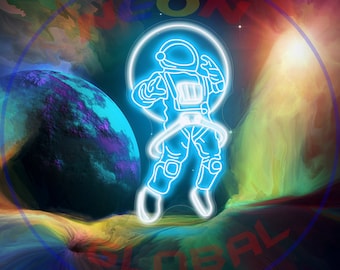 Astronaut Neon Sign | Custod Aesthetic Neon Sign | Study Neon Sign| Party Neon| Bedroom Custom Neon Light| Led Neon| Aesthetic Room Decor