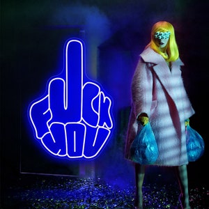 Middle finger Neon Sign | Aesthetic Neon Sign | Aesthetic Neon Decor | Room Decor Aesthetic  Neon | Creative Art Print Living Room Decor