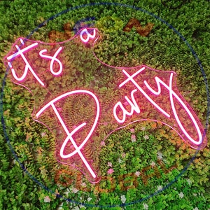 Personalized Neon Sign | Neon Sign Wall Decor | It&#39;s a Party Neon Sign Flower Backdrop Led Light Party Decor | Custom Gift Neon Light