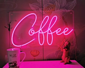 Pink Coffee Neon Sign: Acrylic Shop Wall Decor