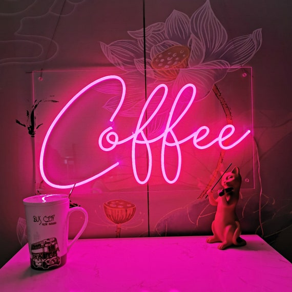 Coffee Shop Neon Sign Acrylic Flex Led Custom Pink Light Wall Decor Shop  Sign Ins 