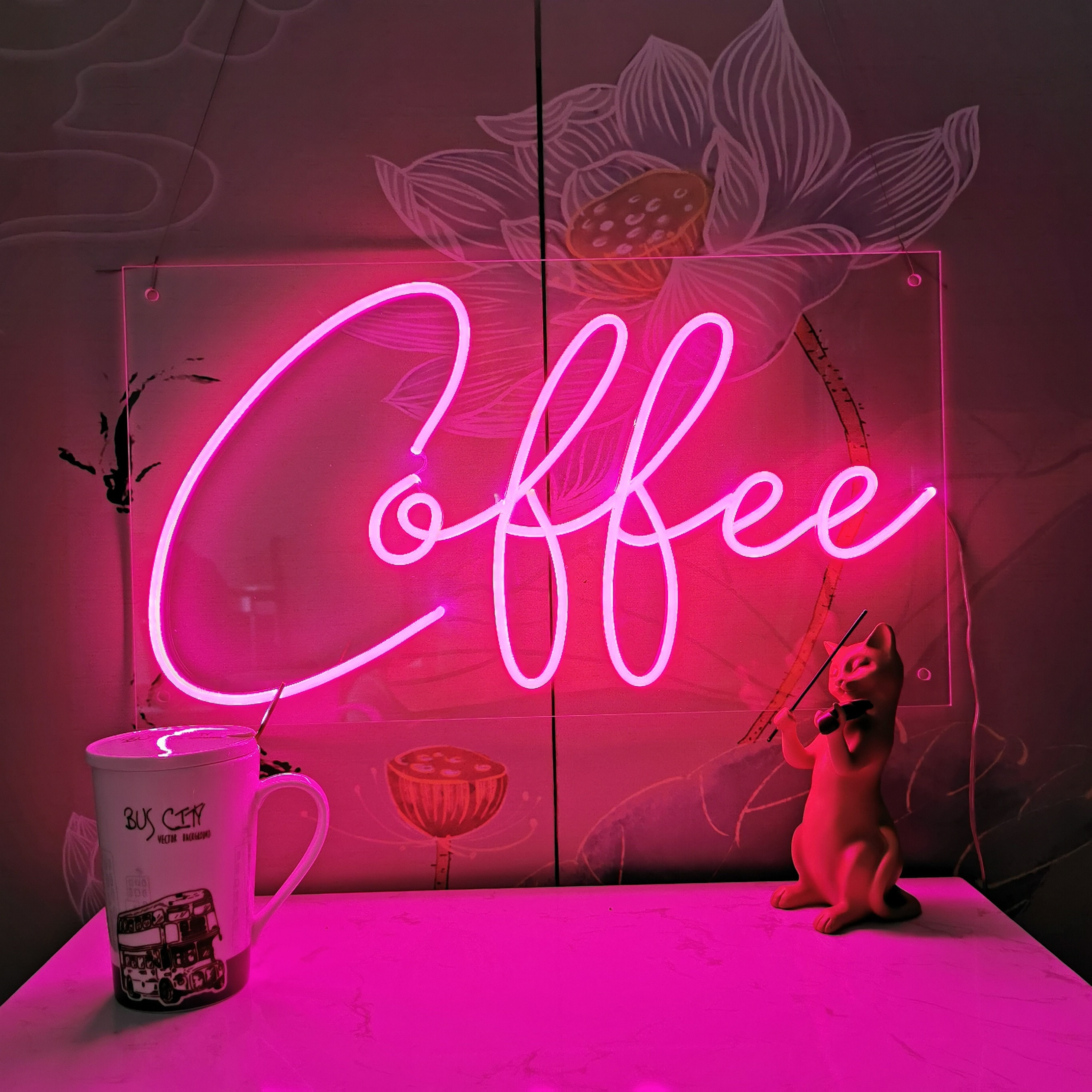 Coffee Sign,cafe Shop Signage,neon Sign Bedroom,acrylic Flex Led Custom,pink  Light Wall Decor,shop Sign,christmas Gift Home Wall Decor Sign 