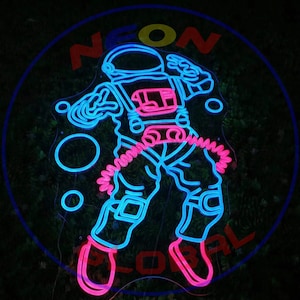 Spaceman Neon Sign Planet Astronaut Neon Sign Led Light - NeonGrand