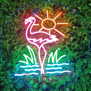 Cartel de neón Flamingo / Signo de boda de neón / Signo de neón de chica de fiesta / Neón de cumpleaños / Decoración de pared de luz Neonglobal diamable