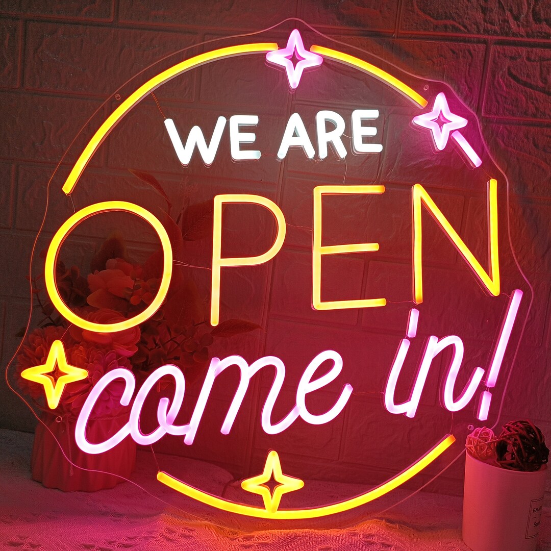 Business Neon Sign We Are Open Come in Neon Sign Pub Neon Light Bar