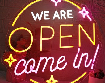We Are Open Come In Neon Sign: Business Decor Light