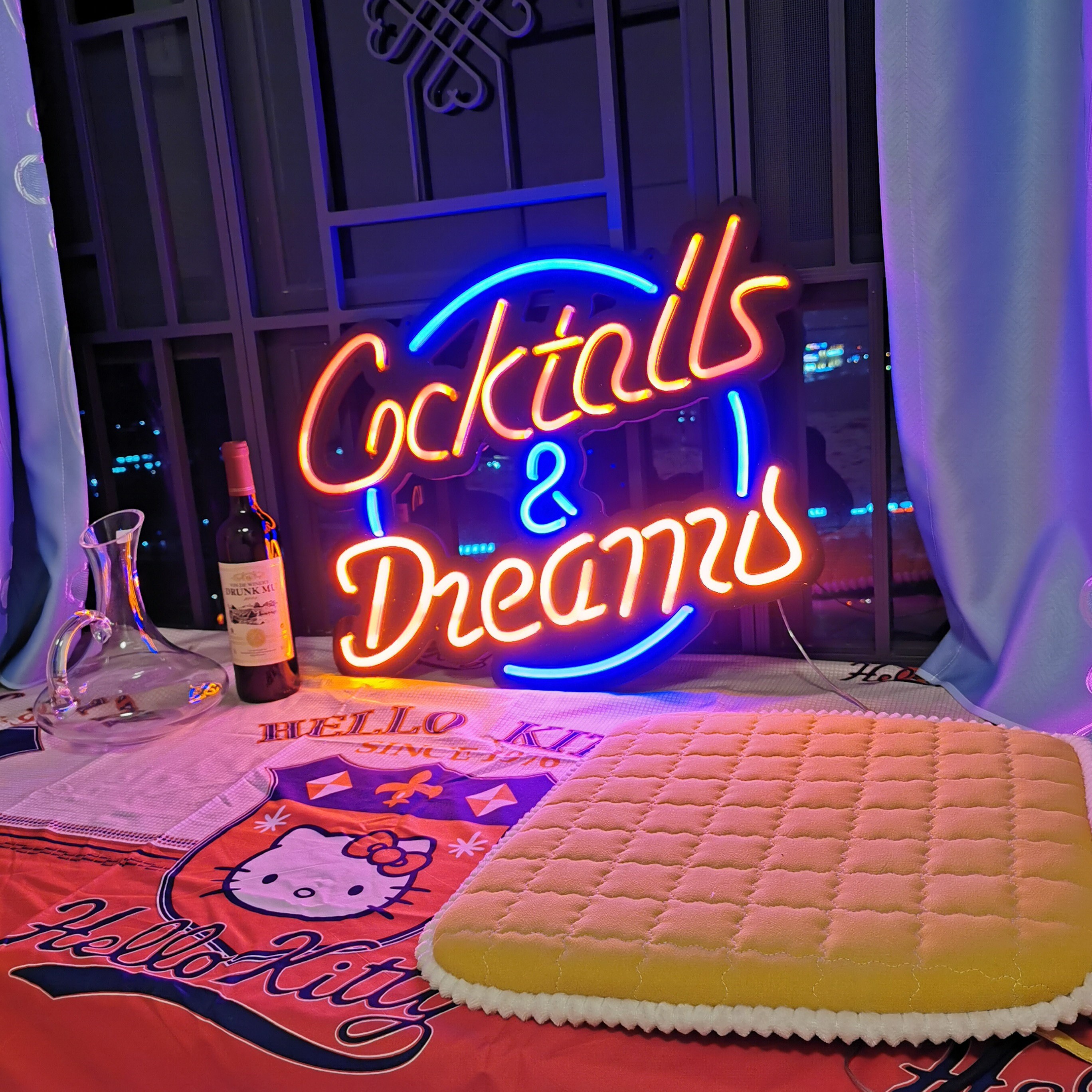 Cocktails & Dreams Custom Bar Neon Sign Flex Led Custom Red Etsy