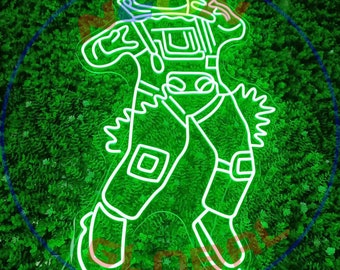 Green Astronaut Neon Sign: Custom LED Wall Decor