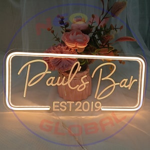 Insegna al neon per bar con nome personalizzato/Insegna al neon per bar/Luce al neon/Decorazione per pub/Luce LED USB per bar/Regalo personalizzato