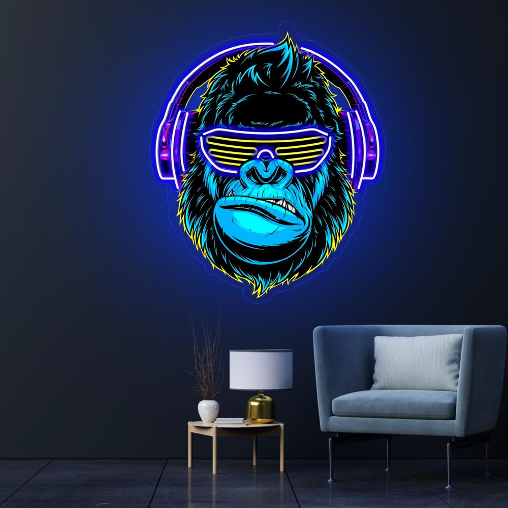 Handmade Gorilla Headphones LED Neon Sign: Custom Wall Decor - Etsy