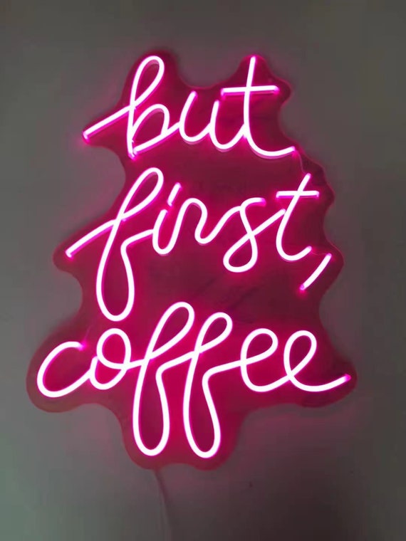 But First Coffee Real Glass Neon Sign For Bedroom Garage Bar Man Cave Room Decor Handmade Artwork Visual Art Dimmable Wall Lighting Includes Dimmer 