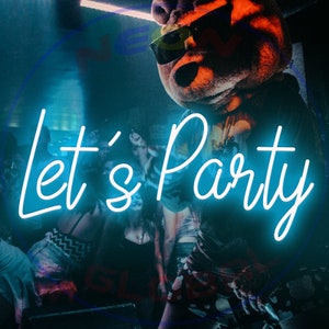 Let&#39;s Party Neon Sign: Custom Ice Blue Acrylic, Party Decor