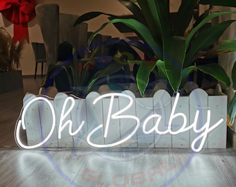 Custom &quot;Oh Baby&quot; LED Neon Sign: Nursery Decor, Baby Shower