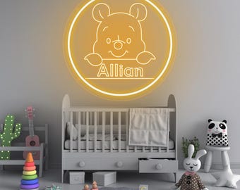 Personalized Winnie the Pooh Engraved LED Neon Sign - Custom Name