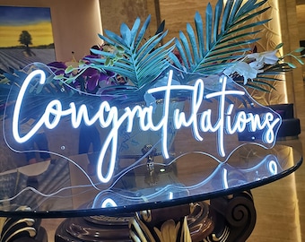 Custom Congratulations Neon Sign: Wedding, Birthday, Event Decor